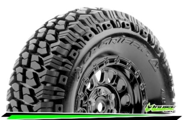 LOUISE CR-GRIFFIN Class 1 1-10 Crawler Tire Set Mounted Super Soft Black Chrome 1.9 Wheels Hex 12mm / LR-T3344VBC