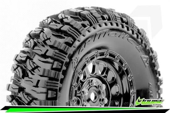 LOUISE CR-MALLET Class 1 1-10 Crawler Tire Set Mounted Super Soft Black Chrome 1.9 Wheels Hex 12mm / LR-T3346VBC