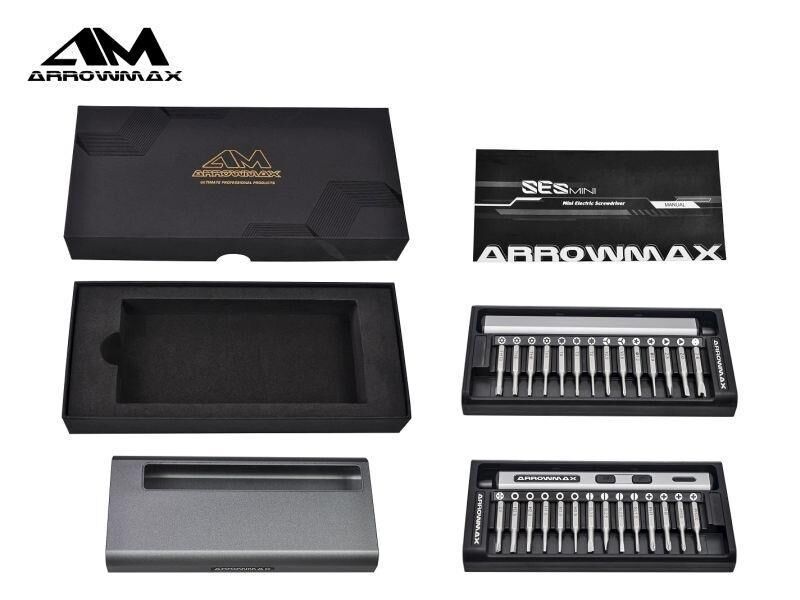 Arrowmax SES Mini Akku Schrauber Screwdriver With Alu Case (28 in 1) Space Gray / AM199911G