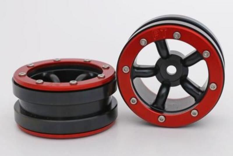 Metsafil CRAWLER Felgen Beadlock Wheels PT-Safari Schwarz/Rot 1.9 (2 St.)  / MT0010BR