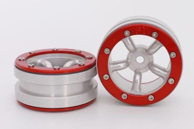 Metsafil CRAWLER Felgen Beadlock Wheels PT-Safari Silber/Rot 1.9 (2 St.)  / MT0010SR