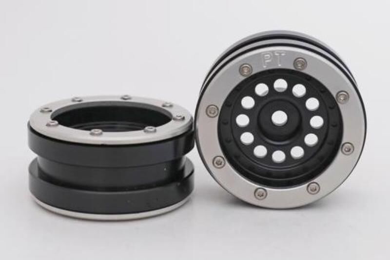 Metsafil CRAWLER Felgen Beadlock Wheels PT-Bullet Schwarz/Silber 1.9 (2 St.)  / MT0020BS