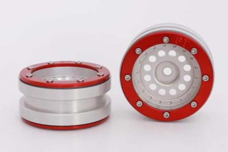 Metsafil CRAWLER Felgen Beadlock Wheels PT-Bullet Silber/Rot 1.9 (2 St.)  / MT0020SR