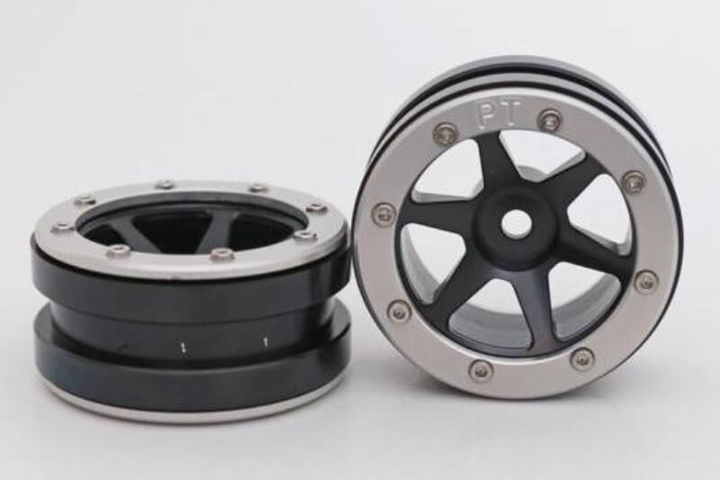 Metsafil CRAWLER Felgen Beadlock Wheels PT- Slingshot Schwarz/Silber 1.9 (2 St.)  / MT0030BS