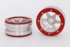 Metsafil CRAWLER Felgen Beadlock Wheels PT- Slingshot Silber/Rot 1.9 (2 St.)  / MT0030SR