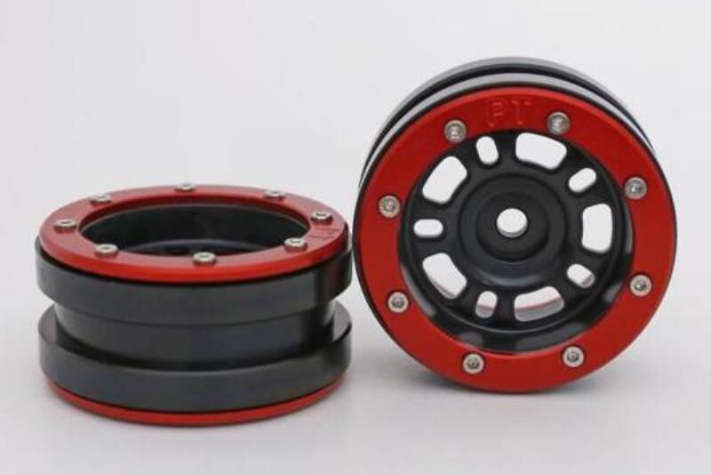 Metsafil CRAWLER Felgen Beadlock Wheels PT- Distractor Schwarz/Rot 1.9 (2 St.)  / MT0040BR