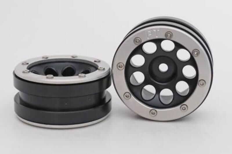 Metsafil CRAWLER Felgen Beadlock Wheels PT- Ecohole Schwarz/Silber 1.9 (2 St.)  / MT0050BS