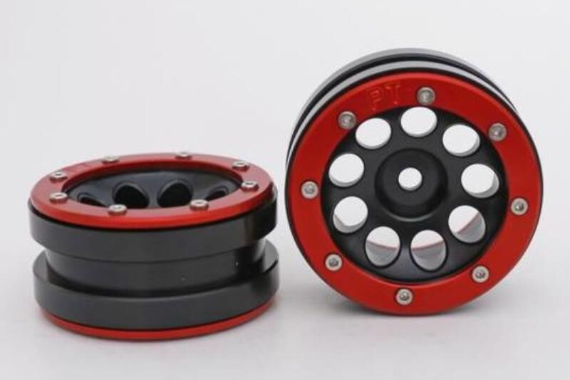 Metsafil CRAWLER Felgen Beadlock Wheels PT- Ecohole Schwarz/Rot 1.9 (2 St.)  / MT0050BR