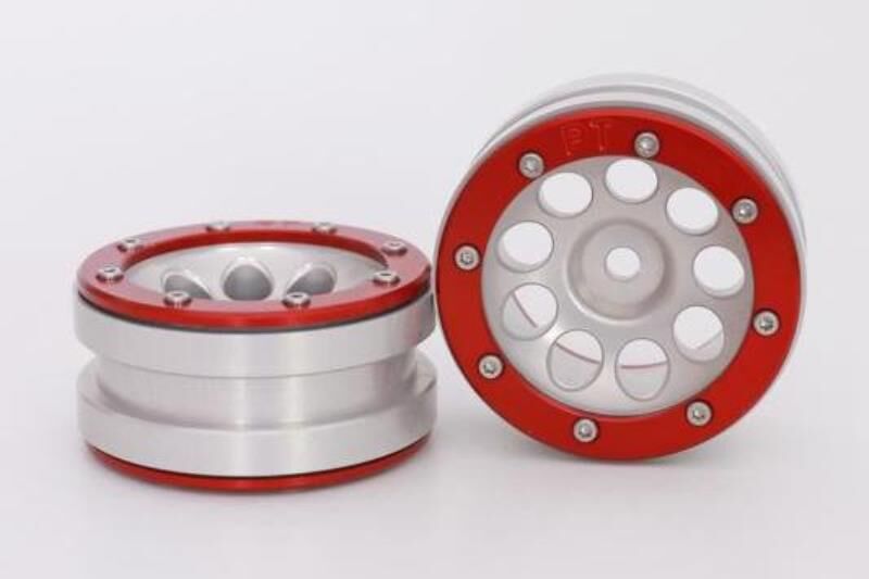 Metsafil CRAWLER Felgen Beadlock Wheels PT- Ecohole Silber/Rot 1.9 (2 St.)  / MT0050SR