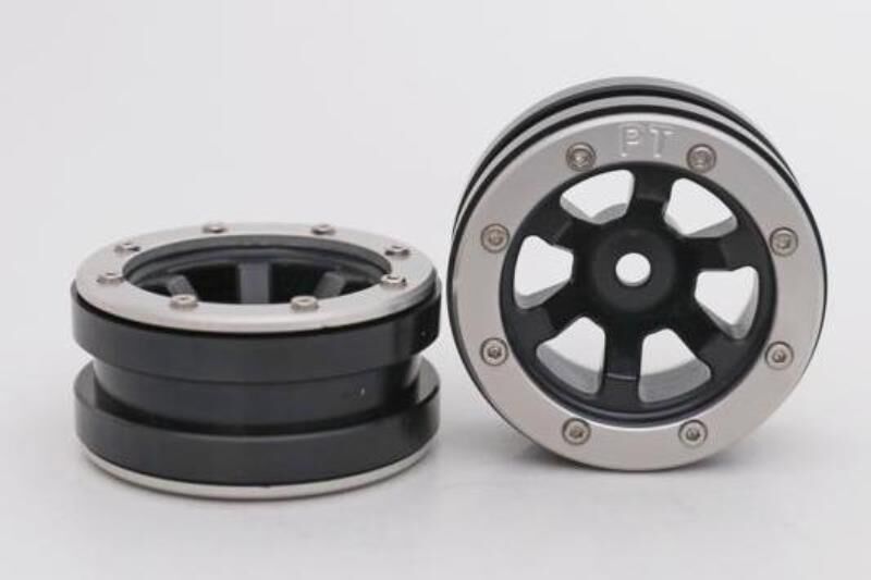 Metsafil CRAWLER Felgen Beadlock Wheels PT- Claw Schwarz/Silber 1.9 (2 St.)  / MT0060BS