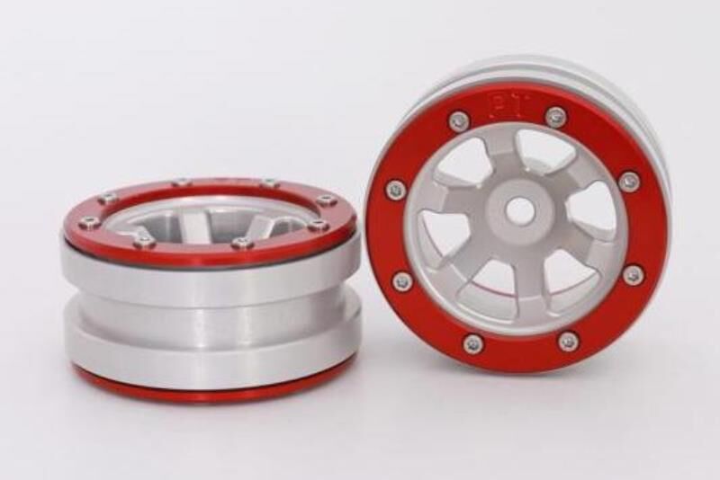 Metsafil CRAWLER Felgen Beadlock Wheels PT- Claw Silber/Rot 1.9 (2 St.)  / MT0060SR