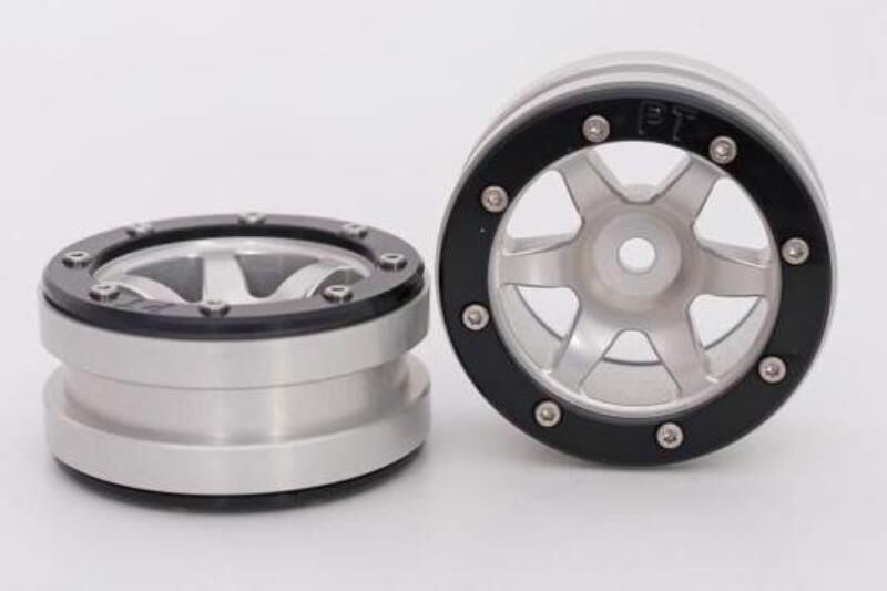 Metsafil CRAWLER Felgen Beadlock Wheels PT- Wave Silber/Schwarz 1.9 (2 St.)  / MT0070SB