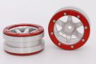 Metsafil CRAWLER Felgen Beadlock Wheels PT- Wave Silber/Rot 1.9 (2 St.)  / MT0070SR