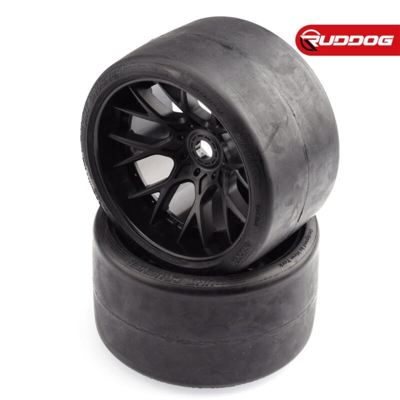 Sweep VHT Crusher Onroad slick Belted tire Black wheels 1/2 offset W/ WHD 2pcs / SR-SRC1003B