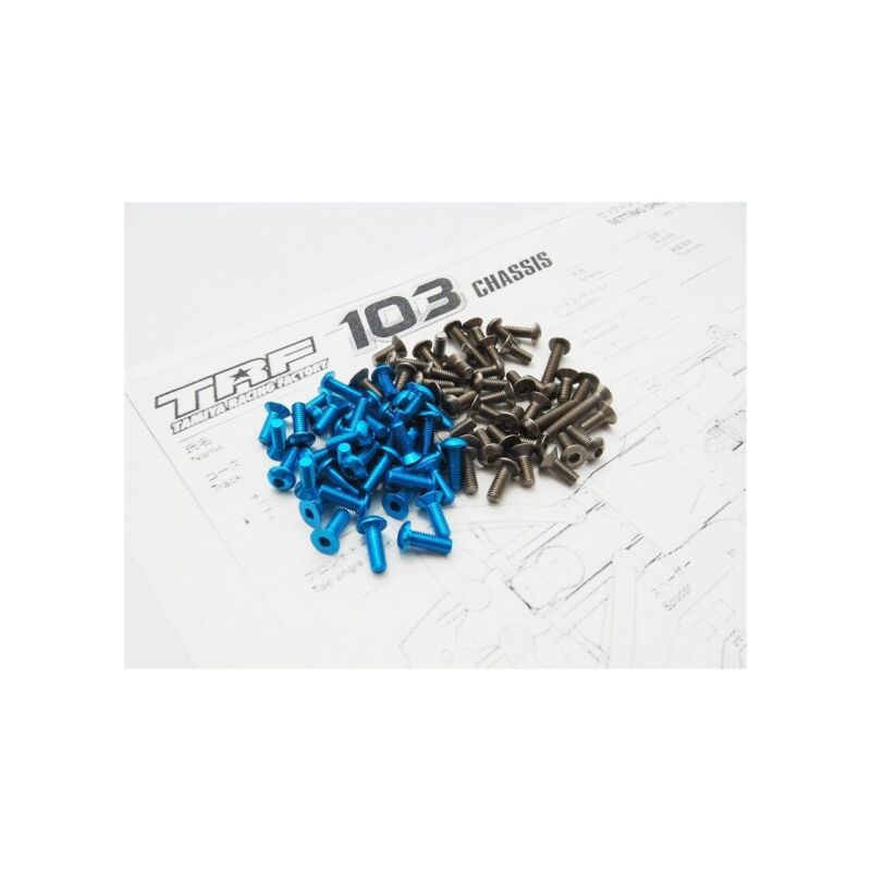 Hiro Seiko TRF103 Titan/Alloy Hex Socket Screw Set [T-Blue] / HS-48330