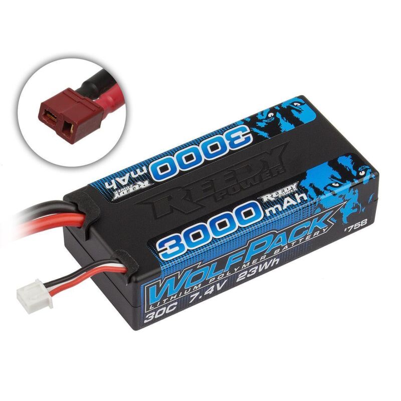 Reedy Wolfpack LiPo 3000mAh 30C 7.4V Shorty, with T-plug / AE758