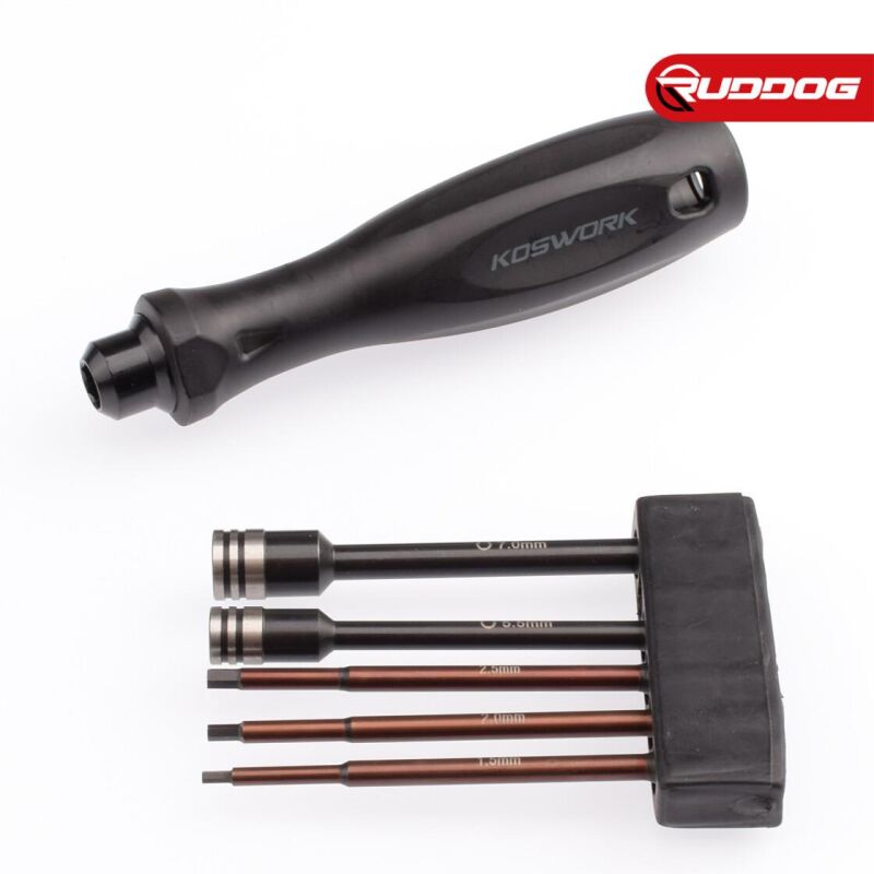 Koswork 1/4" Drive Hex Nut Driver Set (1.5, 2.0, 2.5mm Hex & 5.5, 7mm Nut Driver) / KOS13204-1/4SET