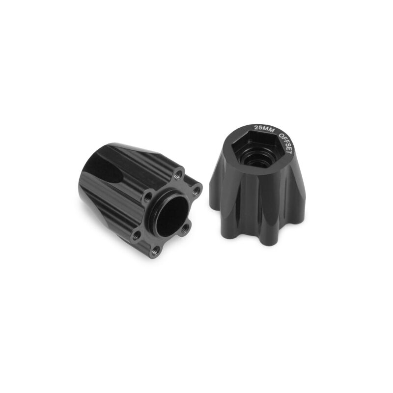Jconcepts Tribute wheel, aluminum 12mm hex wheel adaptor, black anodized - 25mm offset - 2pc. / JCO2401