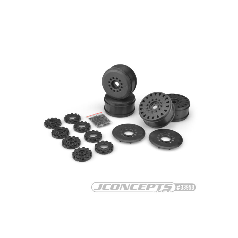 JConcepts Cheetah 83mm speed-run wheel w/ 12 and 17mm hex adaptor, 4pc. (black) / JCO3395B