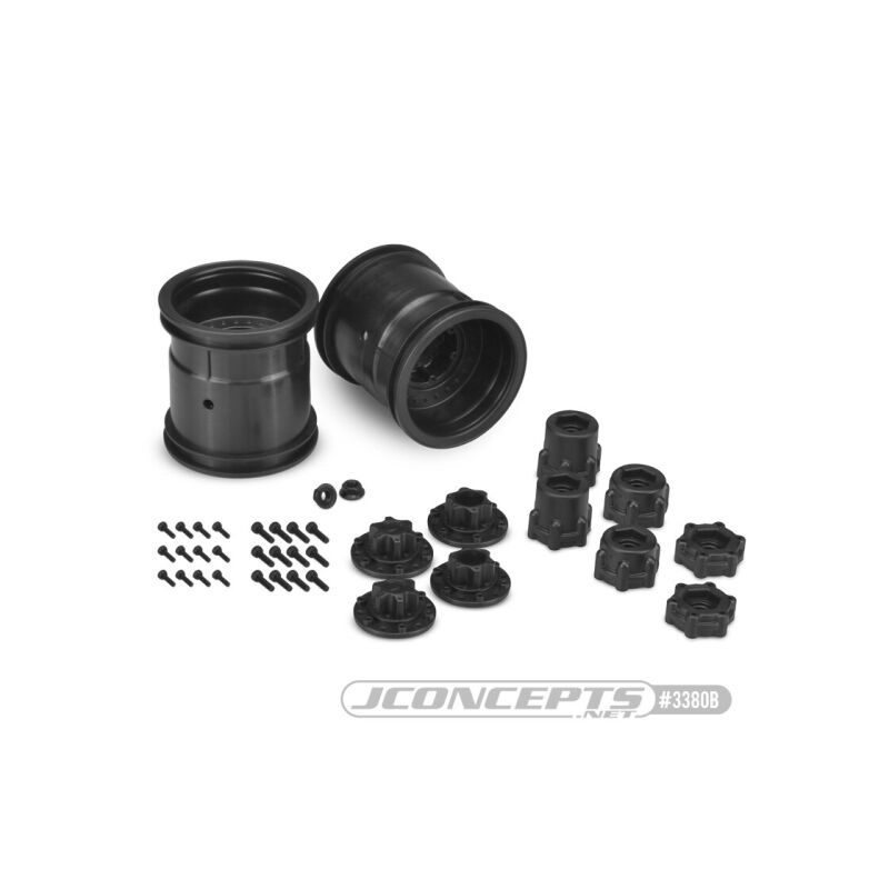 Jconcepts Midwest 2.2" MT 12mm hex wheel w/ adaptors - (black) - 2pc. / JCO3380B