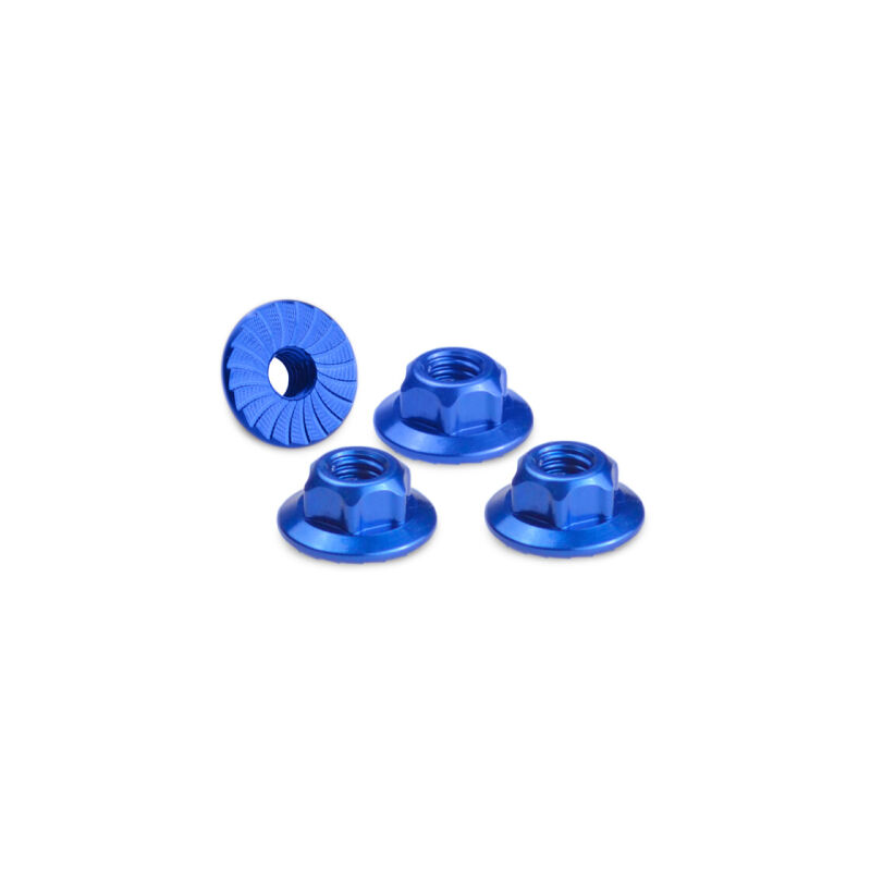 Jconcepts 4mm large flange serrated locknut - blue (fits, B6, B5, TLR, Xray, Serpent, Kyosho) / JCO2341-1