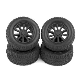 Team Associated SC28 Front and Rear Wheels and Tires,...