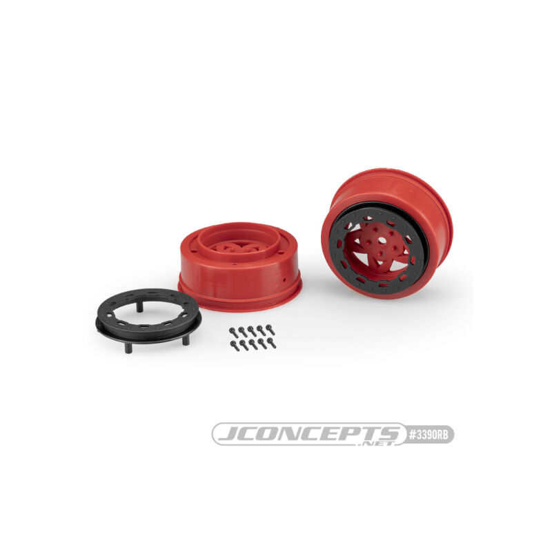 JConcepts Tremor, Slash narrow front wheel - red wheel / black beadlock - 2pc. / JCO3390RB