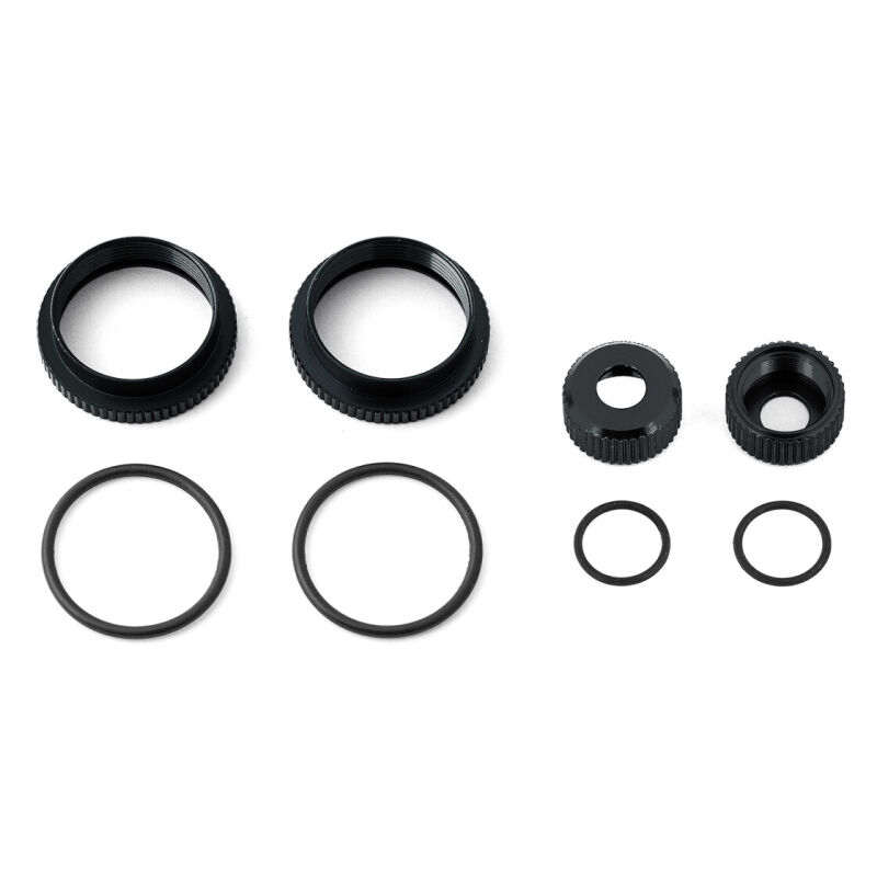 Team Associated 16mm Shock Collar and Seal Retainer Set, black / AE81492