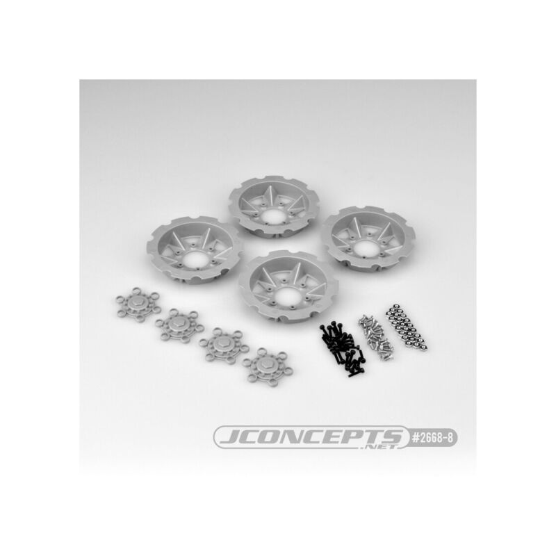 Jconcepts Tracker wheel discs - silver (fits - #3379 Dragon wheels) / JCO2668-8