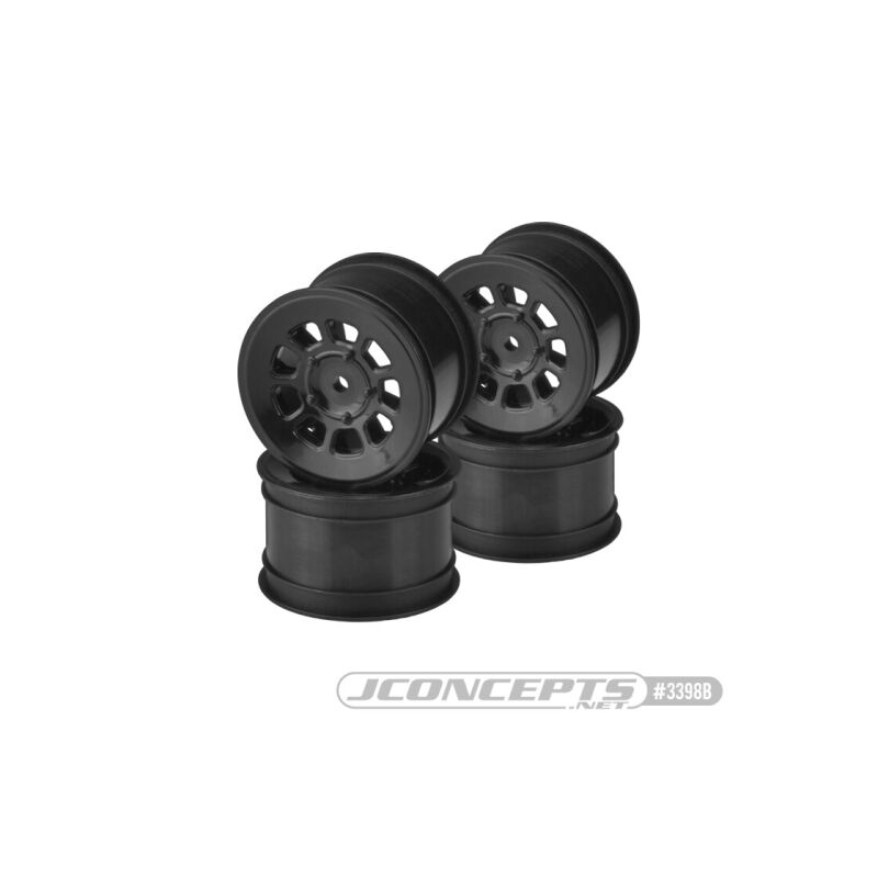 JConcepts 9 shot - B6.1, B74 | YZ2, YZ4 | XB2, XB4 | RB7, ZX7 | SRX-2, SDX-4 | KC, KD, L1 | D418, 2.2" rear wheel (black) - 4pc / JCO3398B