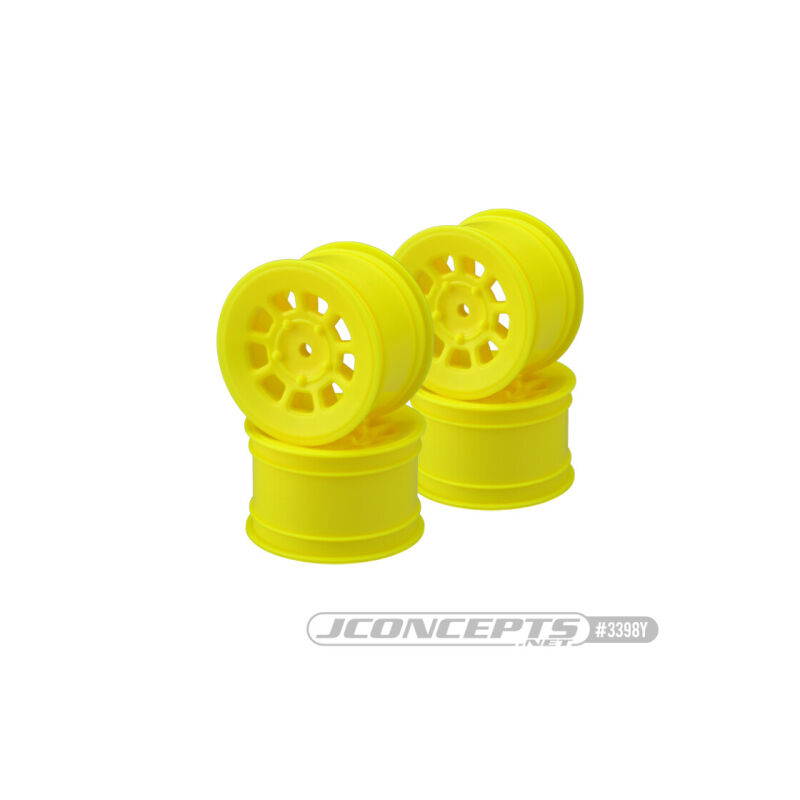 JConcepts 9 shot - B6.1, B74 | YZ2, YZ4 | XB2, XB4 | RB7, ZX7 | SRX-2, SDX-4 | KC, KD, L1 | D418, 2.2" rear wheel (yellow) - 4pc / JCO3398Y
