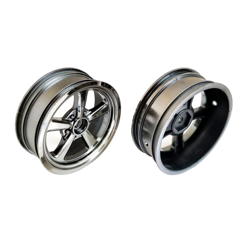 Team Associated Drag Front Wheels, 2.2 in, 12 mm Hex, black chrome / AE71077