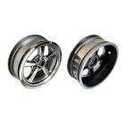 Team Associated Drag Front Wheels, 2.2 in, 12 mm Hex, black chrome / AE71077