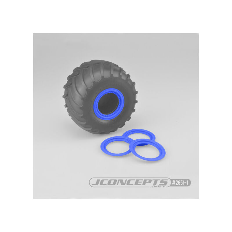Jconcepts Tribute wheel beadlocks - blue - glue-on set, 4pc.(Fits - #3377 Tribute wheels) / JCO2651-1