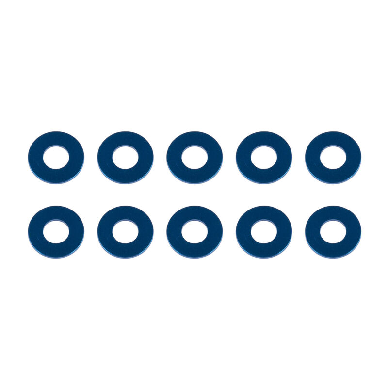 Team Associated Washers, 7.8x3.5x0.5mm, blue aluminum / AE31387