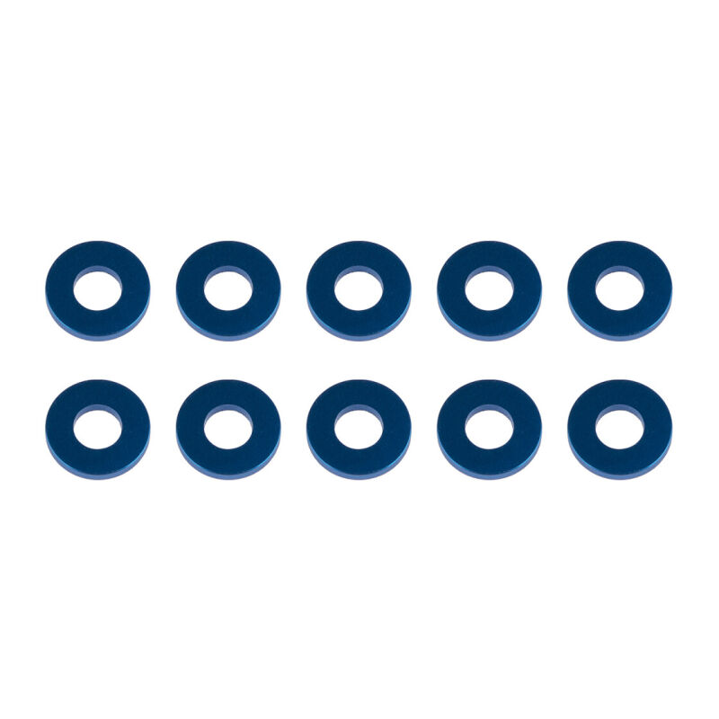 Team Associated Washers, 7.8x3.5x1.0mm, blue aluminum / AE31388