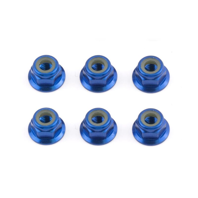 Team Associated FT M4 Flange Locknut, blue aluminum / AE31551