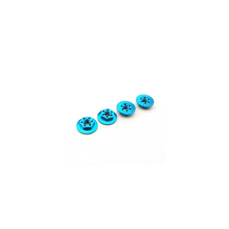 Hiro Seiko Thin Serrated Wheel Nut 4mm (T-Blue | 4pcs) / HS-48664