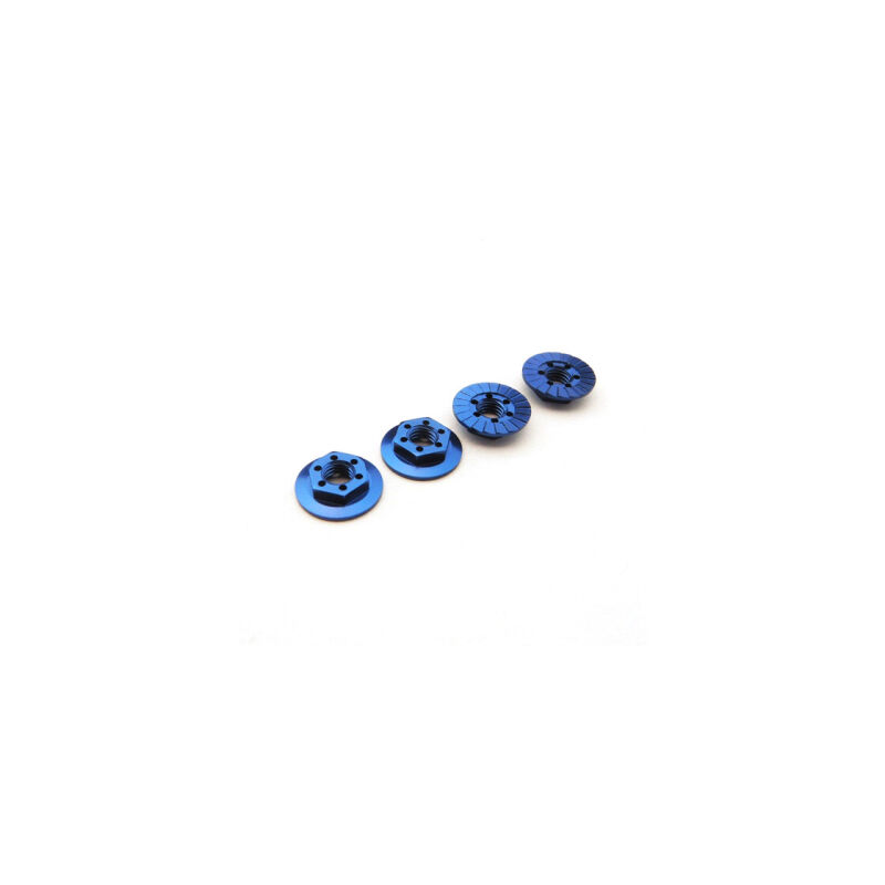 Hiro Seiko Thin Serrated Wheel Nut 4mm (Y-Blue | 4pcs) / HS-48665