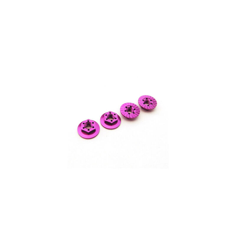 Hiro Seiko Thin Serrated Wheel Nut 4mm (Purple | 4pcs) / HS-48666