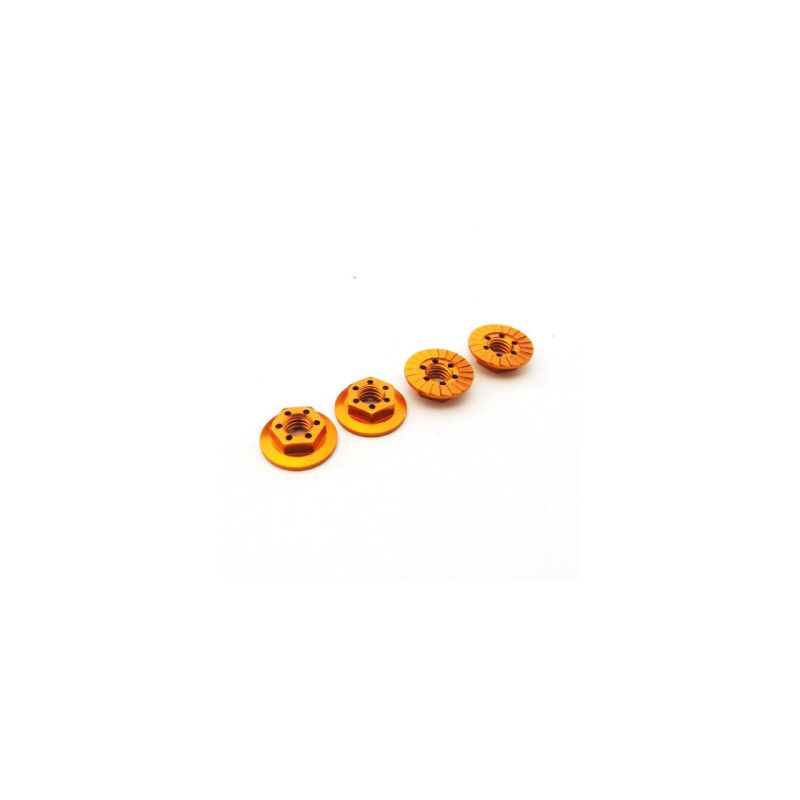Hiro Seiko Thin Serrated Wheel Nut 4mm (Orange | 4pcs) / HS-48669
