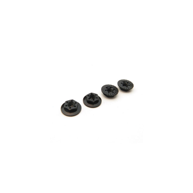 Hiro Seiko Thin Serrated Wheel Nut 4mm (Black | 4pcs) / HS-48670