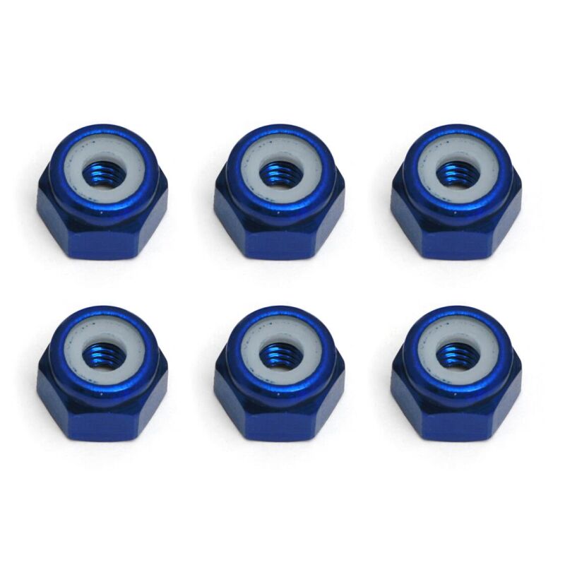 Team Associated FT Locknuts, Blue Aluminum 8-32 / AE6943