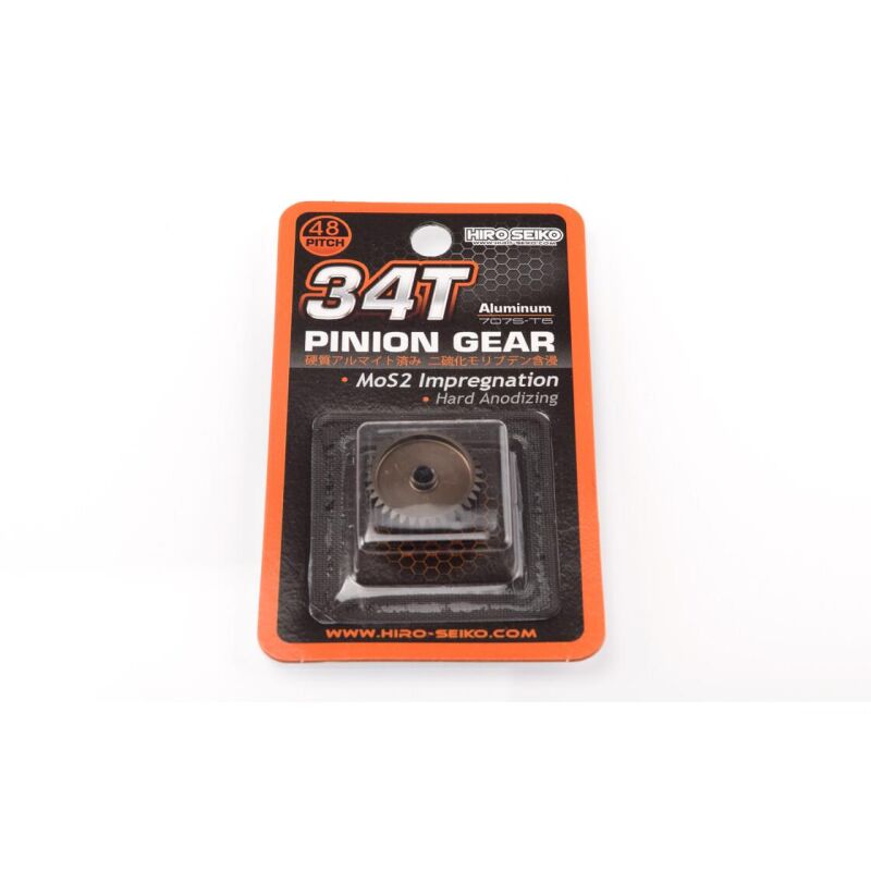 Hiro Seiko Hard Coated Alum. Pinion Gear (MoS2) DP48-34T / HS-48250
