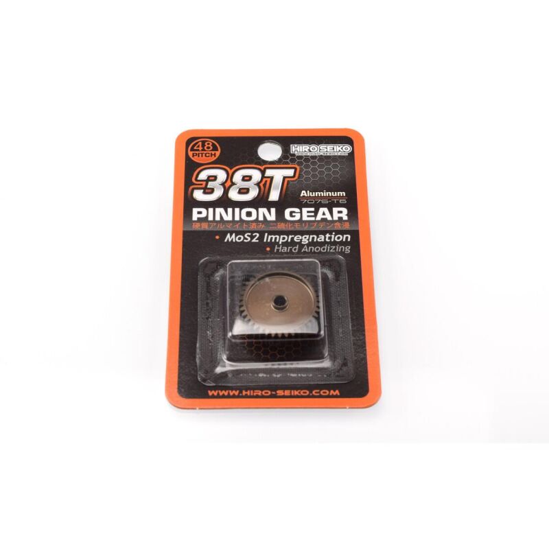 Hiro Seiko Hard Coated Alum. Pinion Gear (MoS2) DP48-38T / HS-48254