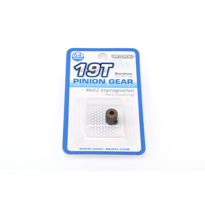 Hiro Seiko Hard Coated Alum. Pinion Gear (MoS2) DP64-19T / HS-48263