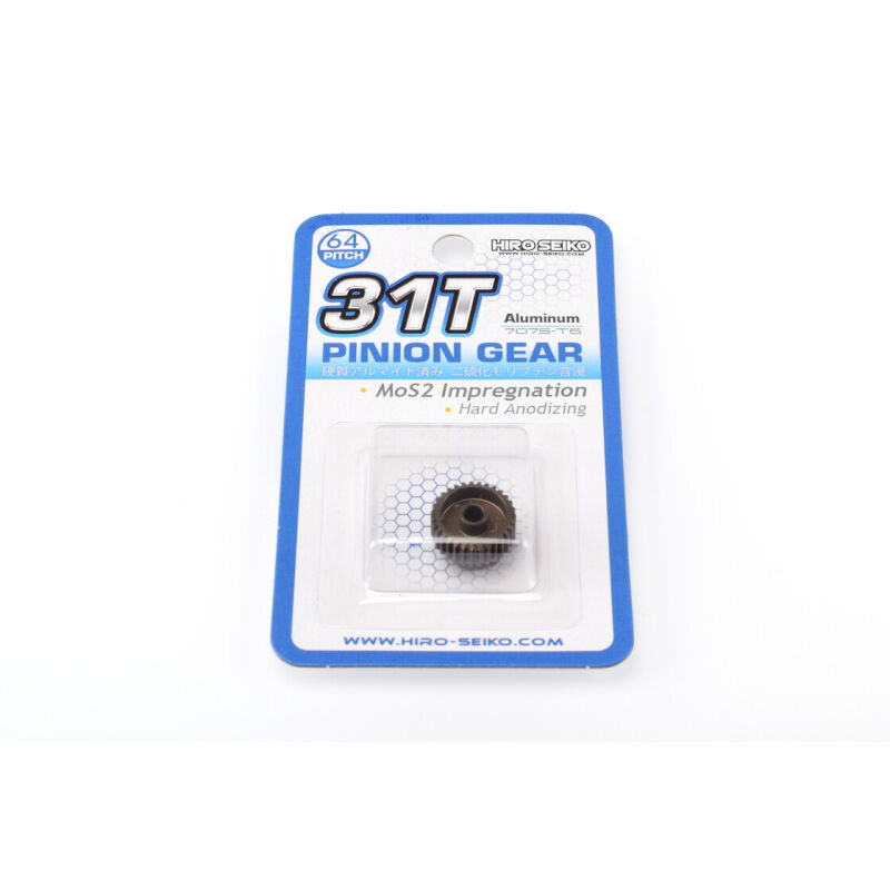 Hiro Seiko Hard Coated Alum. Pinion Gear (MoS2) DP64-31T / HS-48275
