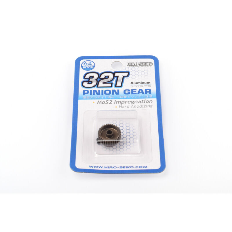 Hiro Seiko Hard Coated Alum. Pinion Gear (MoS2) DP64-32T / HS-48276