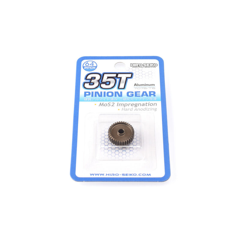 Hiro Seiko Hard Coated Alum. Pinion Gear (MoS2) DP64-35T / HS-48279