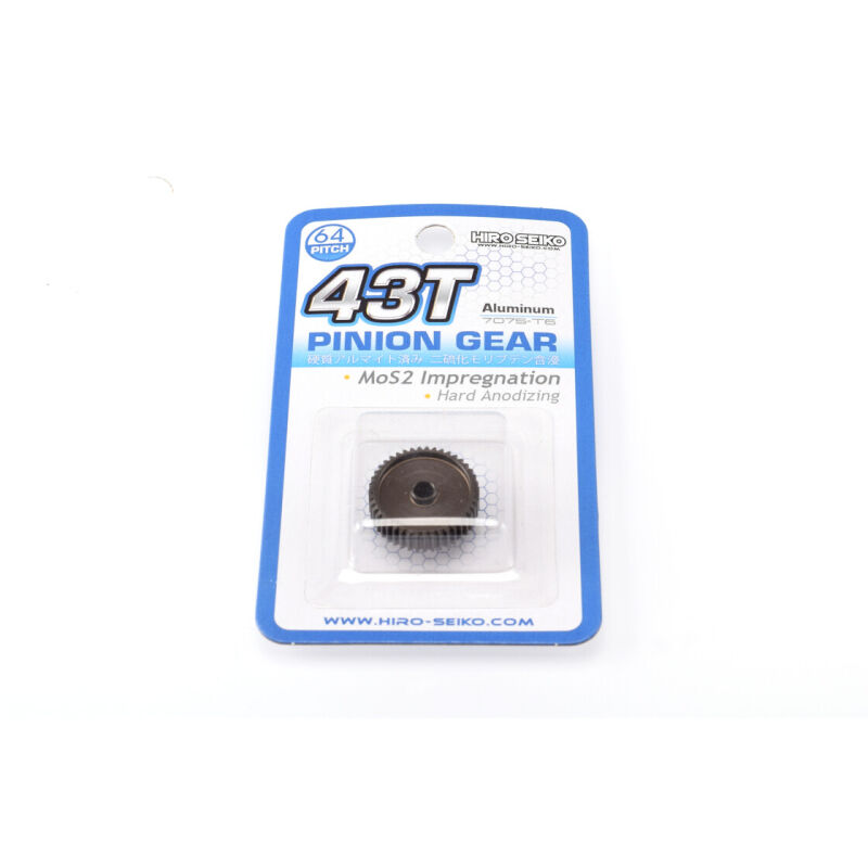 Hiro Seiko Hard Coated Alum. Pinion Gear (MoS2) DP64-43T / HS-48287